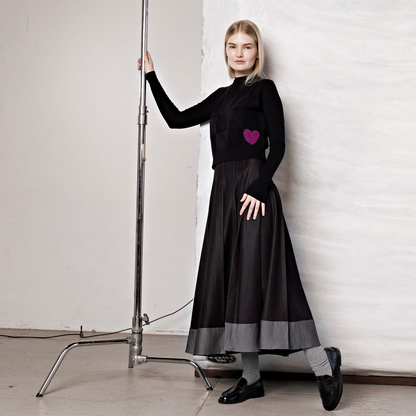 Pleated Skirt IN: Black Denim