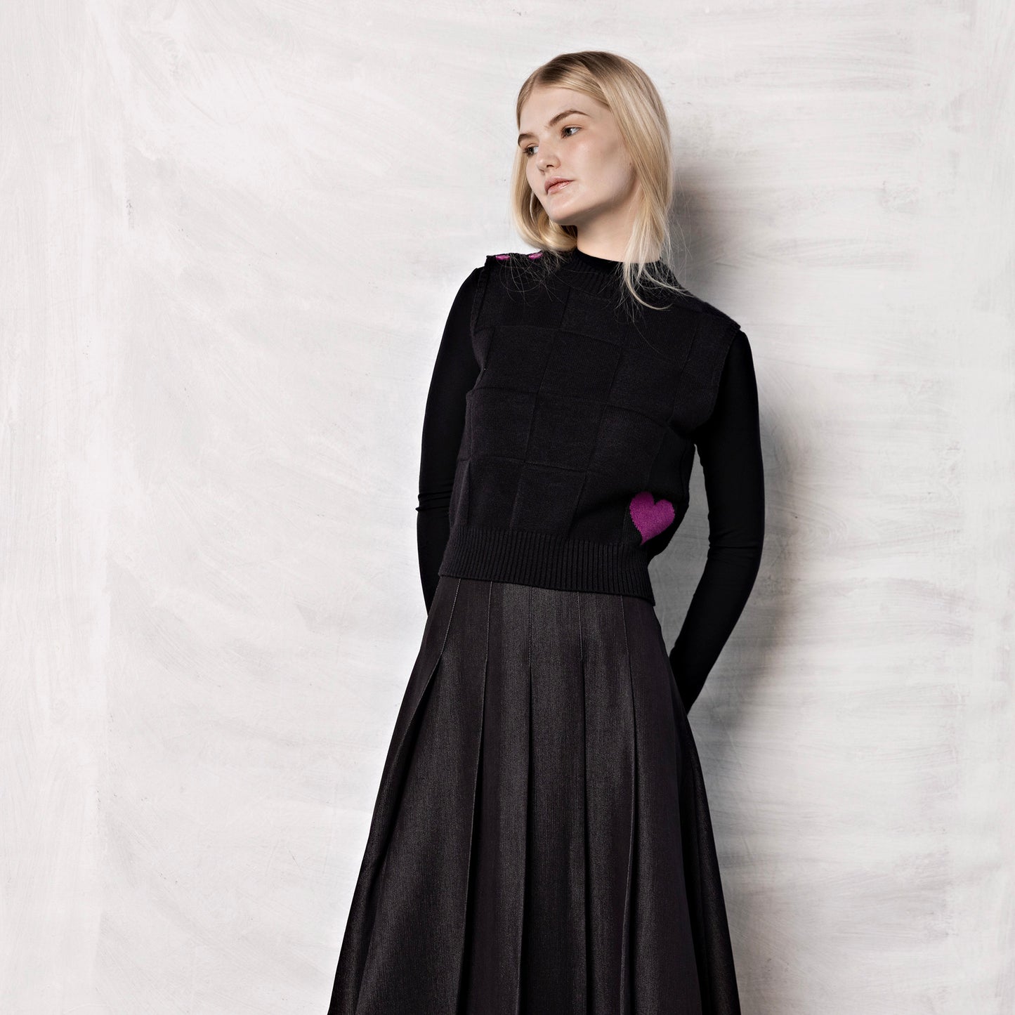 Pleated Skirt IN: Black Denim