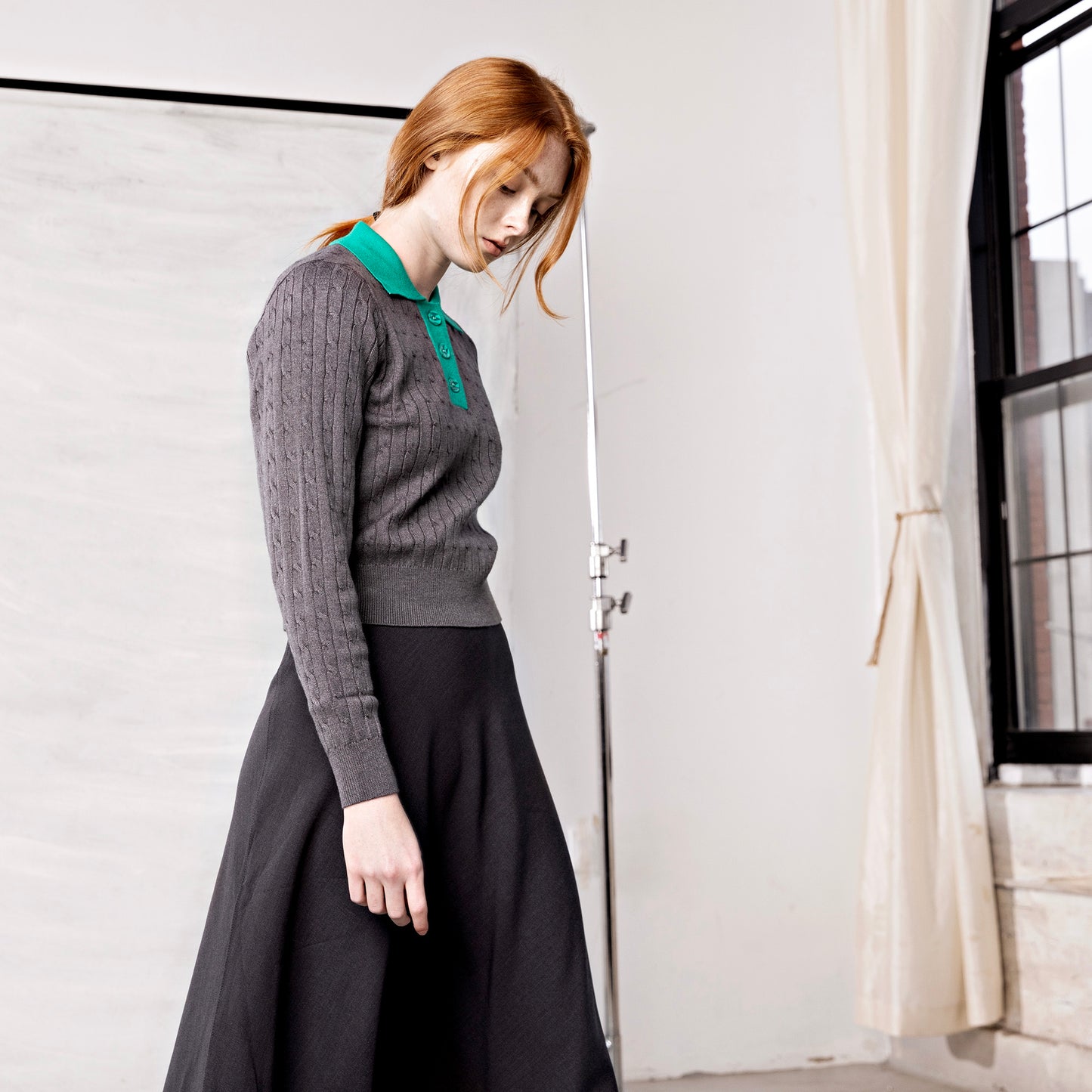 Cable Polo IN: Light Grey
