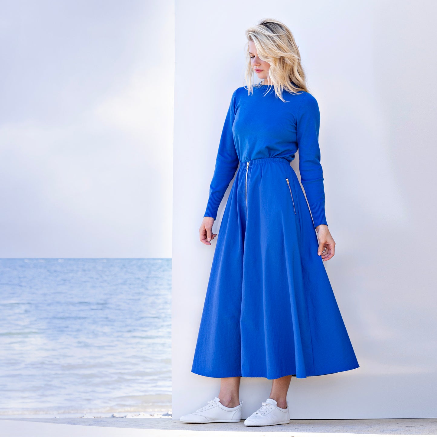Zipper Inspired Skirt IN: Electric Blue