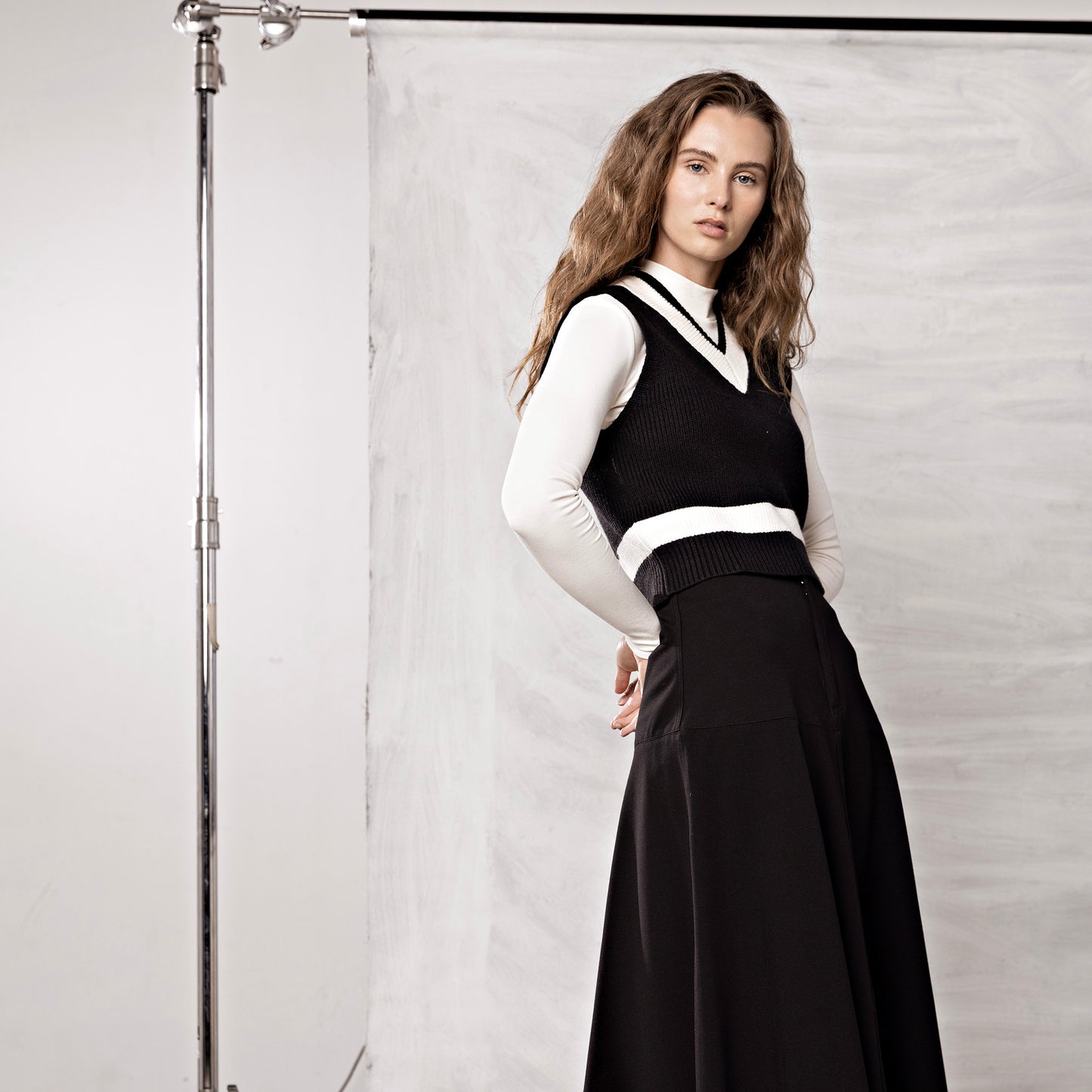 Varsity Vest IN: Black/Cream