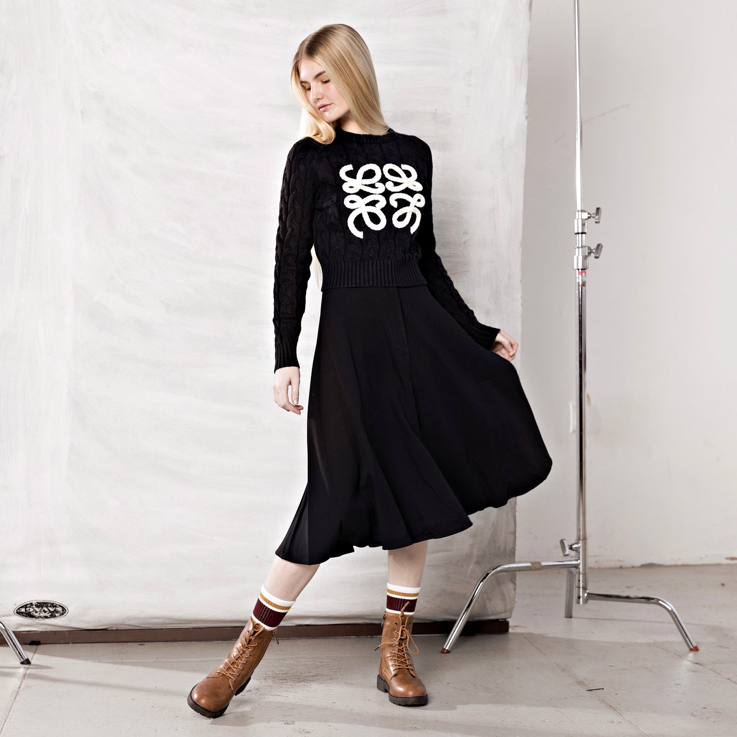 Designer Inspired Knit Sweater IN: Black