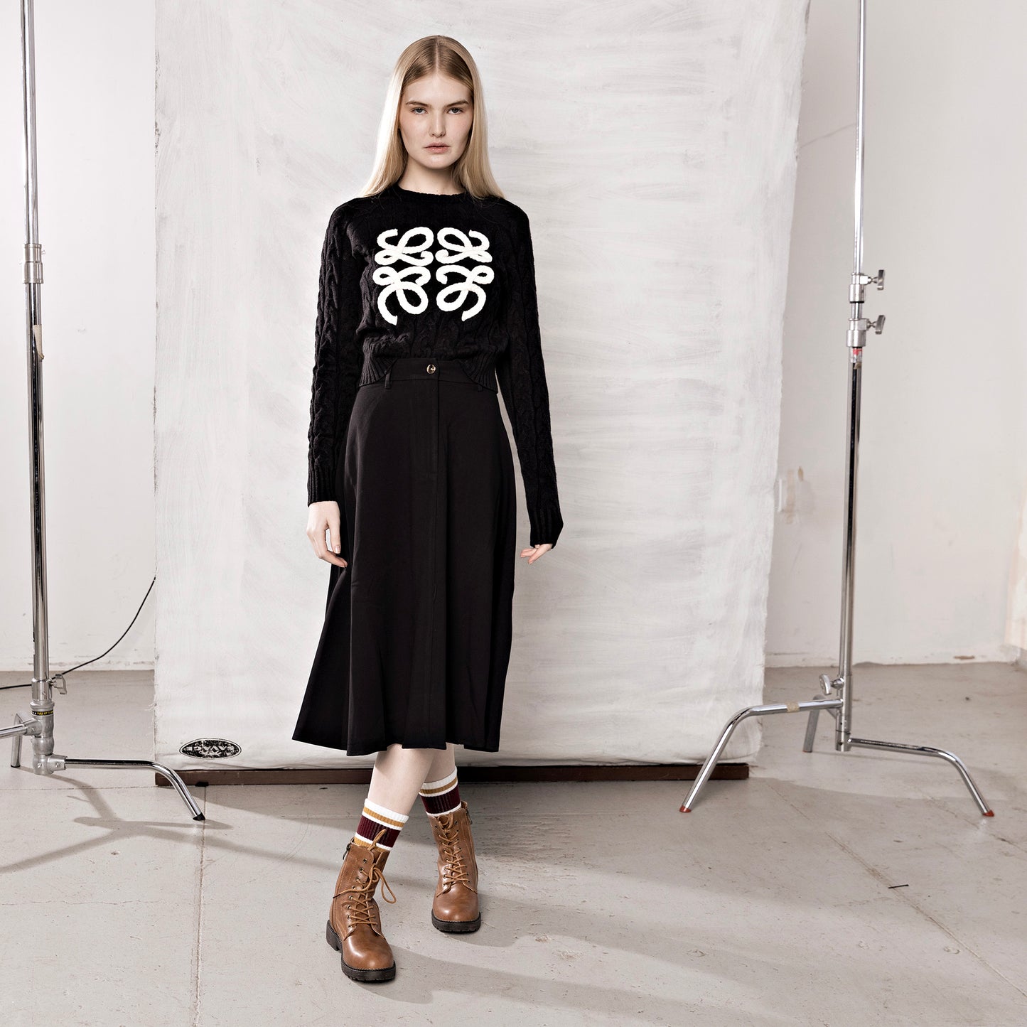 Designer Inspired Knit Sweater IN: Black
