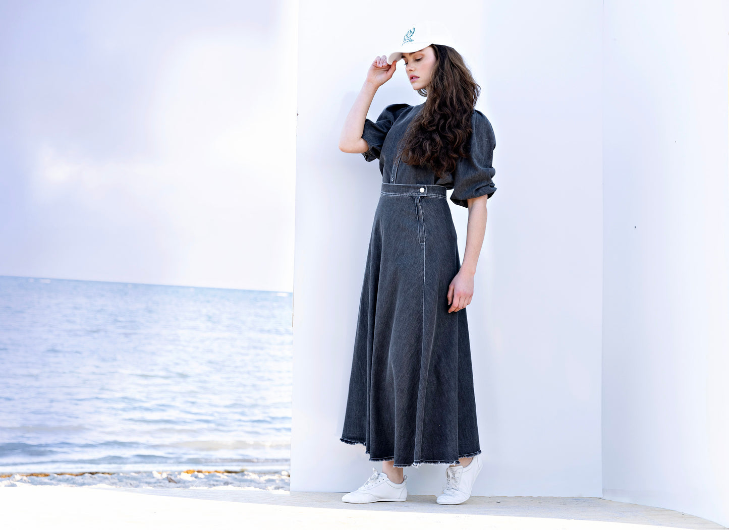 Puff Sleeve Shirt IN: Grey Denim