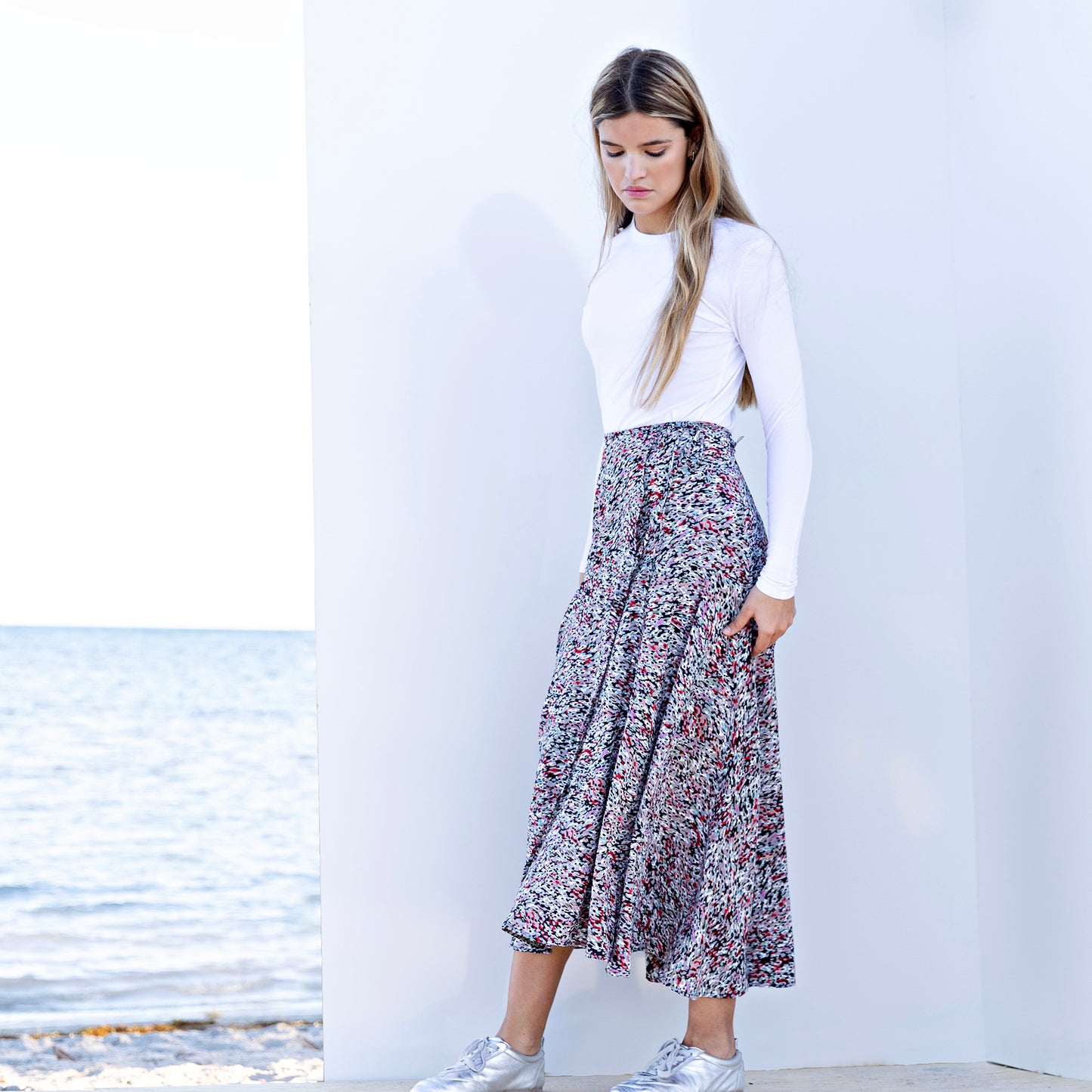 High Low Wrap Skirt IN: Printed