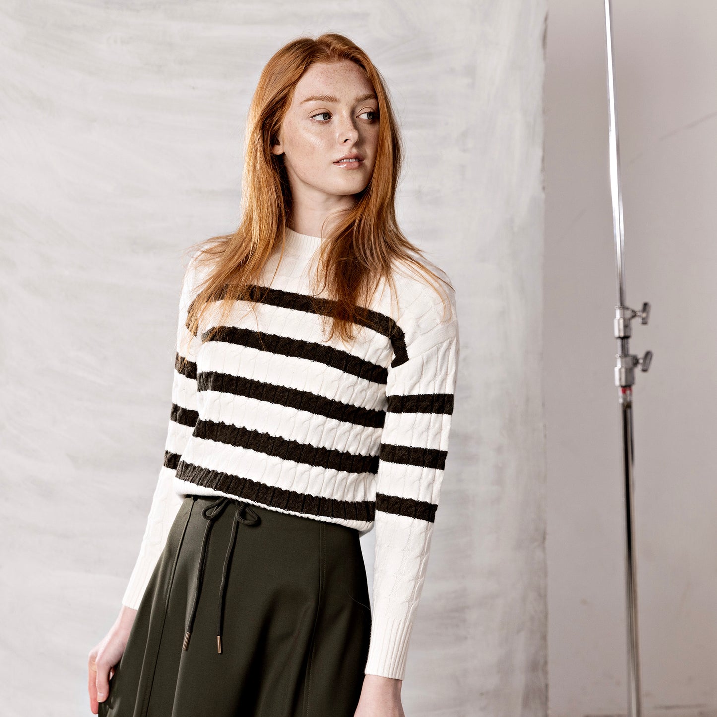 Cable Stripe Sweater IN: Olive