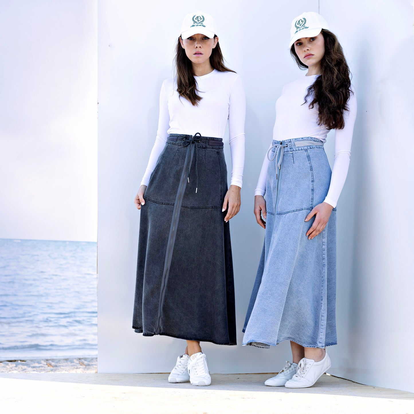 Zipper Skirt IN: Grey Denim Tencel