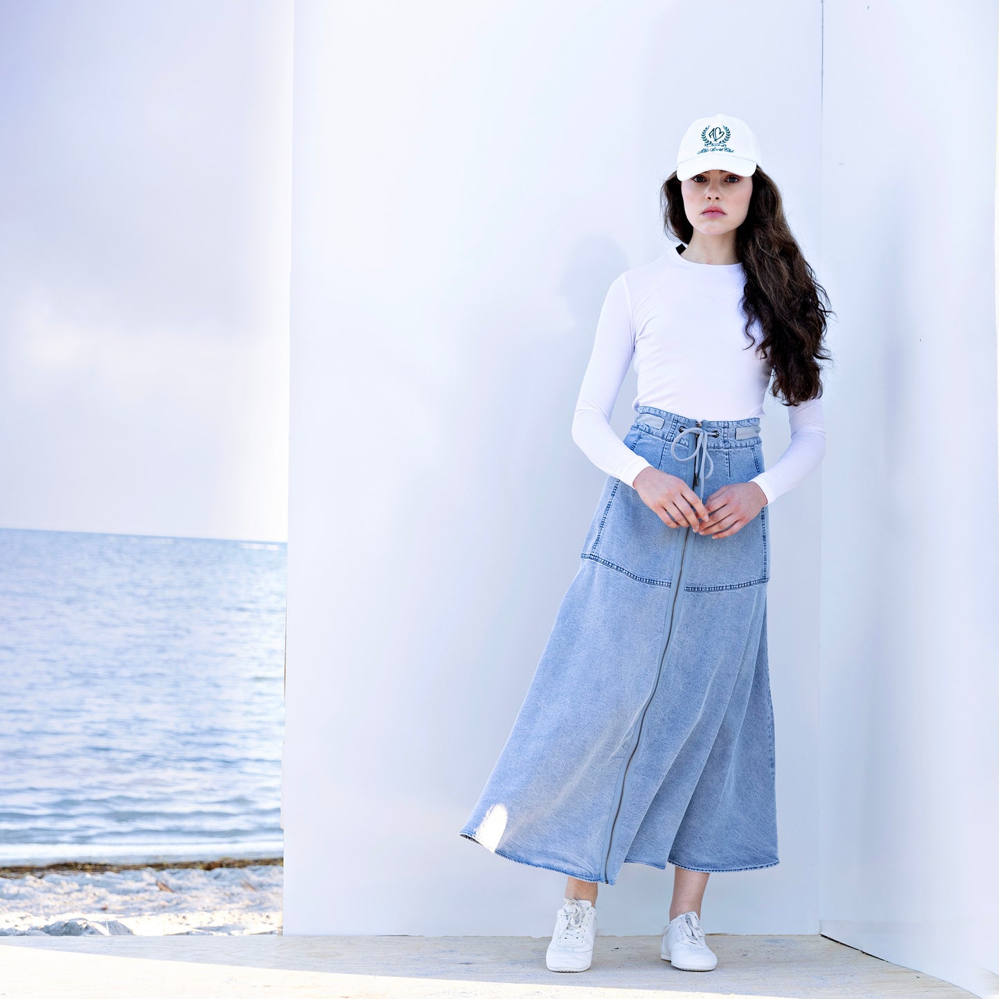 Zipper Skirt IN: Blue Denim Tencel