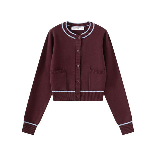 Trim Cardigan IN:Burgundy