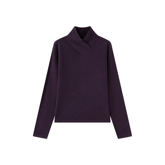 V Knit Sweater IN:Eggplant