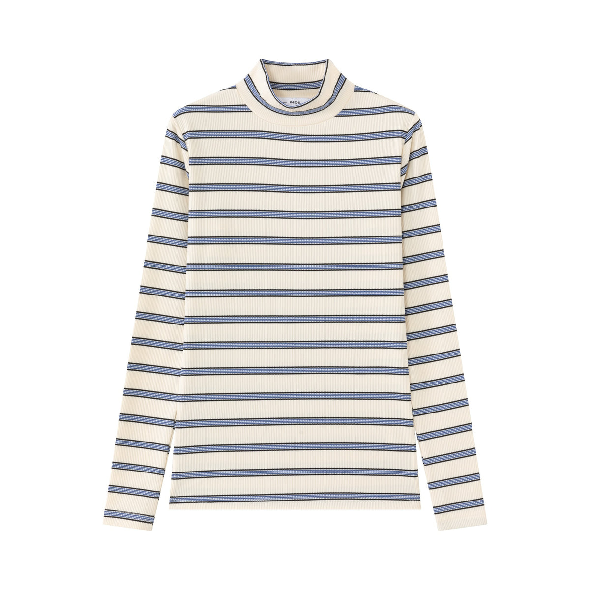 Stripe Mockneck IN:Cream Brown