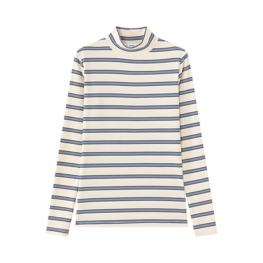 Stripe Mockneck IN:Cream Brown