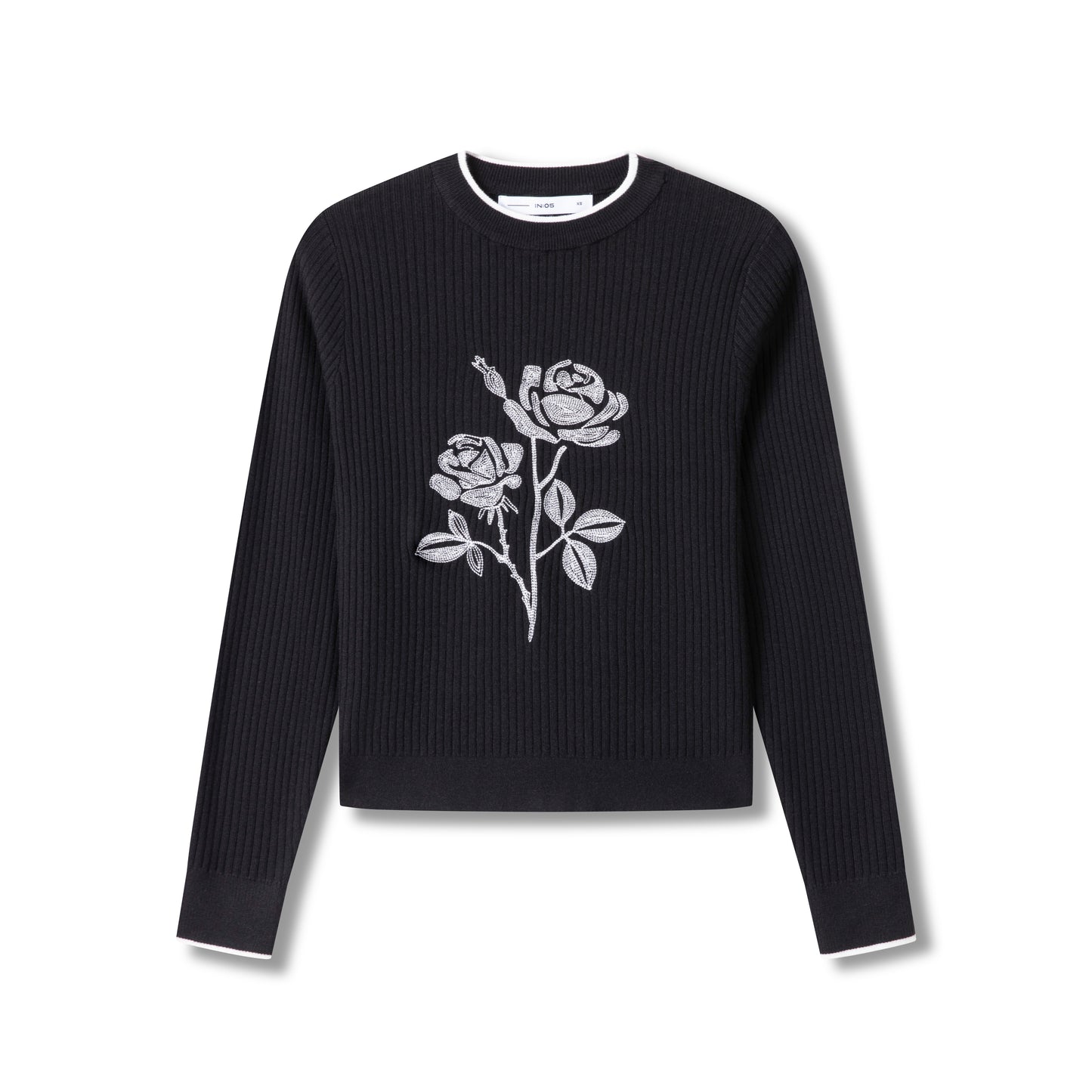 Floral Stitched Sweater IN: Black