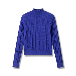 Cable Mockneck IN: Royal Blue