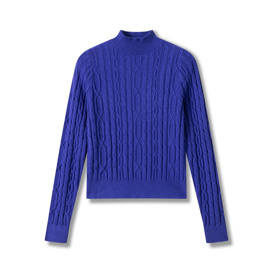 Cable Mockneck IN: Royal Blue