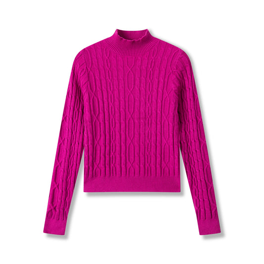 Cable Mockneck IN: Magenta