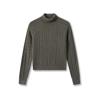 Mockneck Cable Sweater IN: Sage