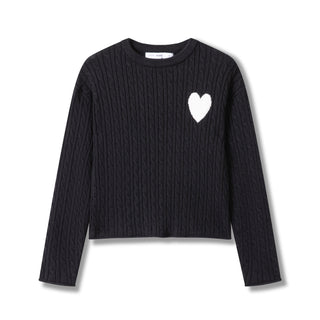 Cable Heart Sweater IN: Black