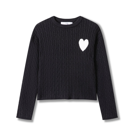 Cable Heart Sweater IN: Black