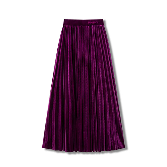 Velvet Pleated Skirt IN: Magenta