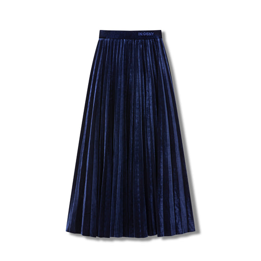 Velvet Pleated Skirt IN: Midnight Blue