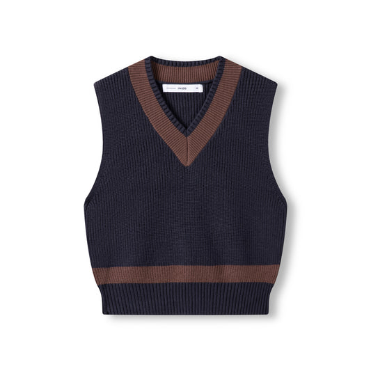 Varsity Vest IN: Marine/Brown
