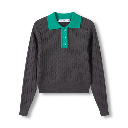 Cable Polo IN: Light Grey