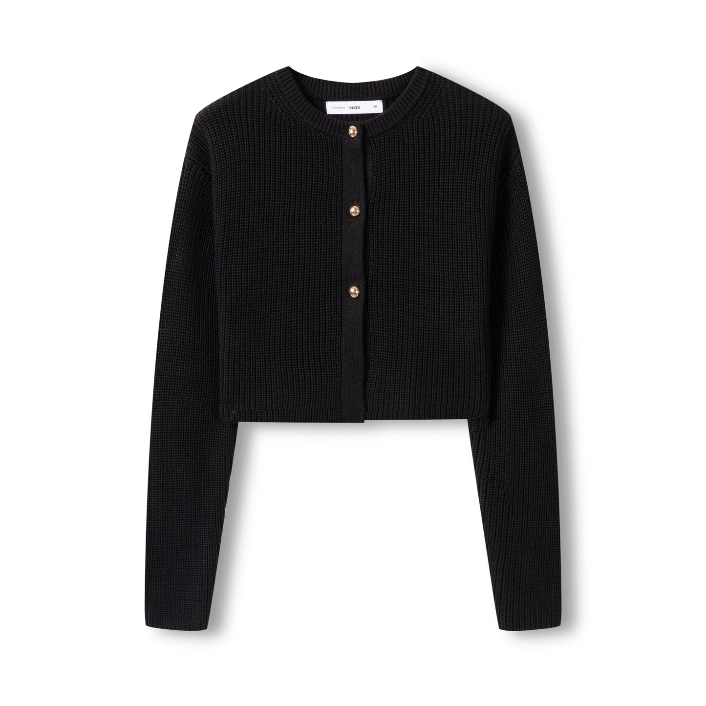 Gold Button Cardigan IN: Black