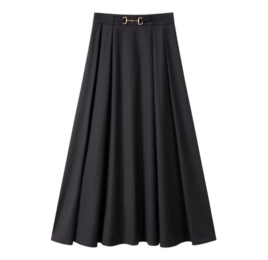 Buckle Pleated Skirt IN: Black