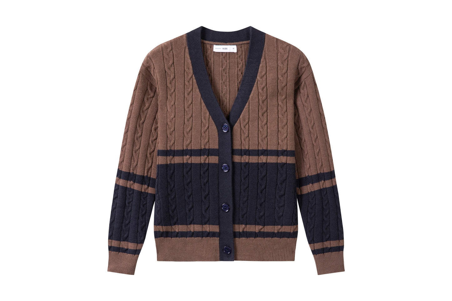 Varsity Cardigan IN: Navy/Brown