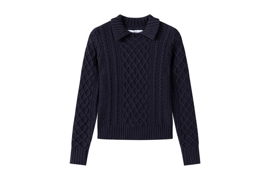Collar Knit Sweater IN: Navy