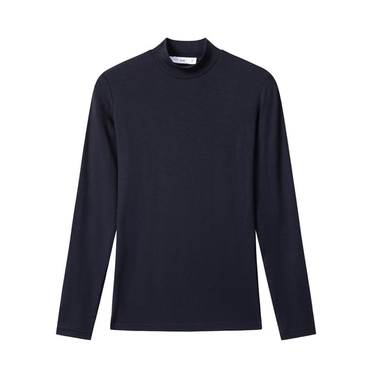 Signature Mockneck Tee IN: Navy