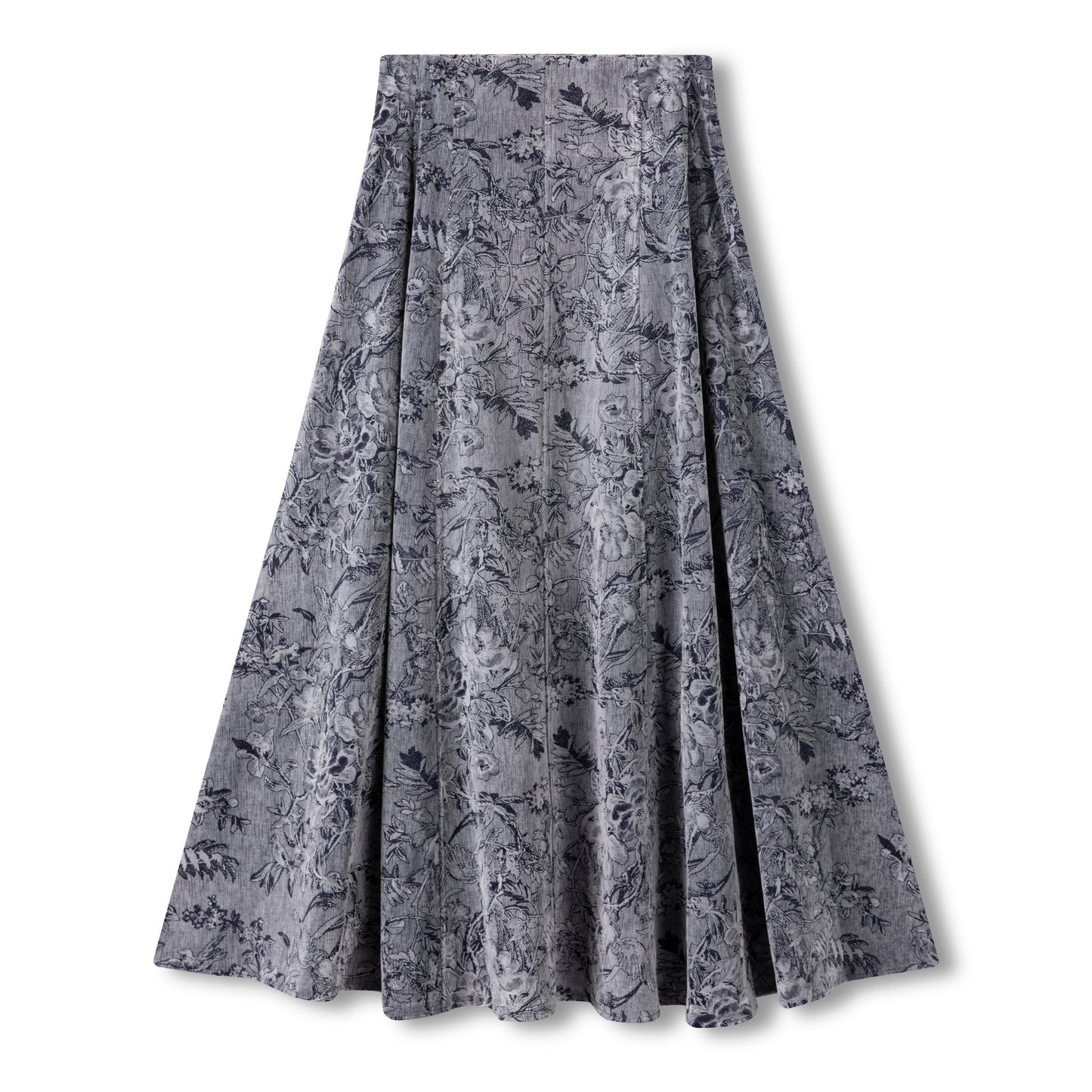 Seamed Velvet Skirt IN: Grey