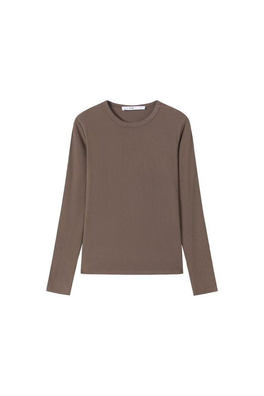 Signature Ribbed Tee IN:Brown