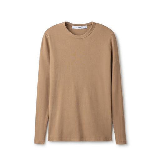 Signature Ribbed Tee IN: Beige