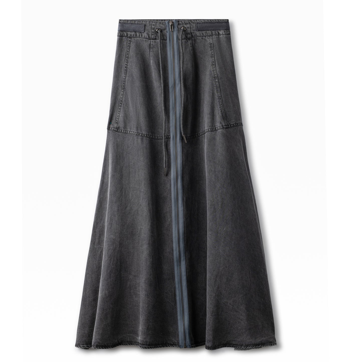 Zipper Skirt IN: Grey Denim Tencel