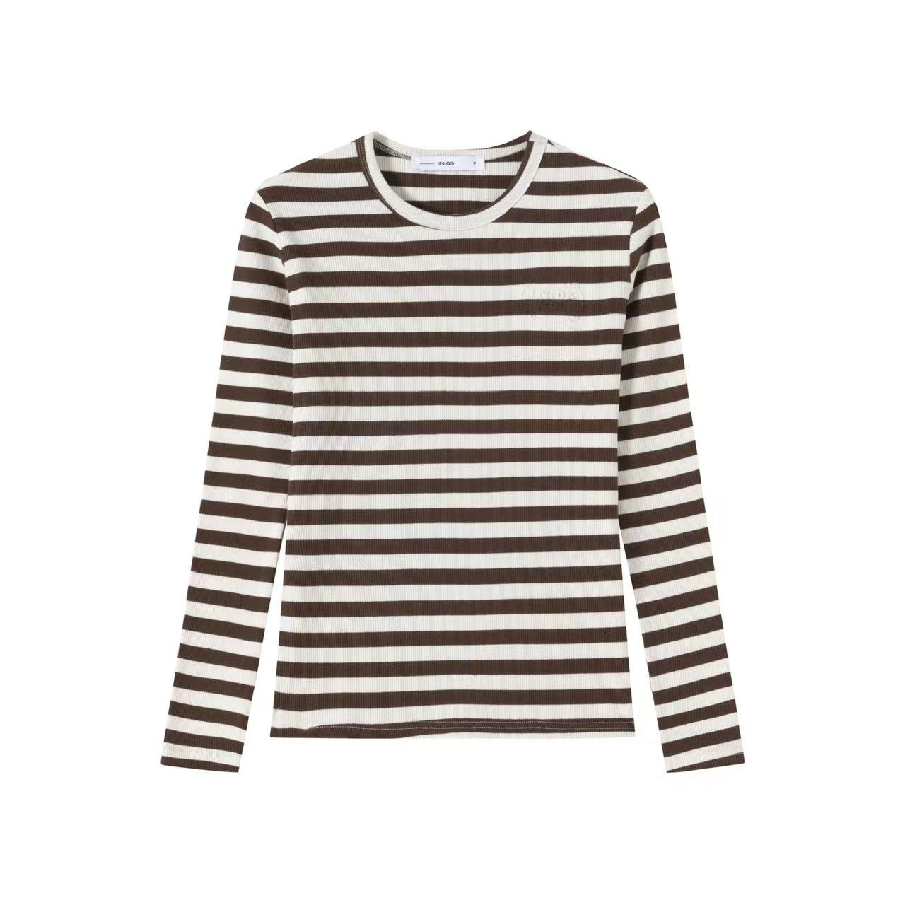 Signature Ribbed Tee IN:Brown Wide Stripe