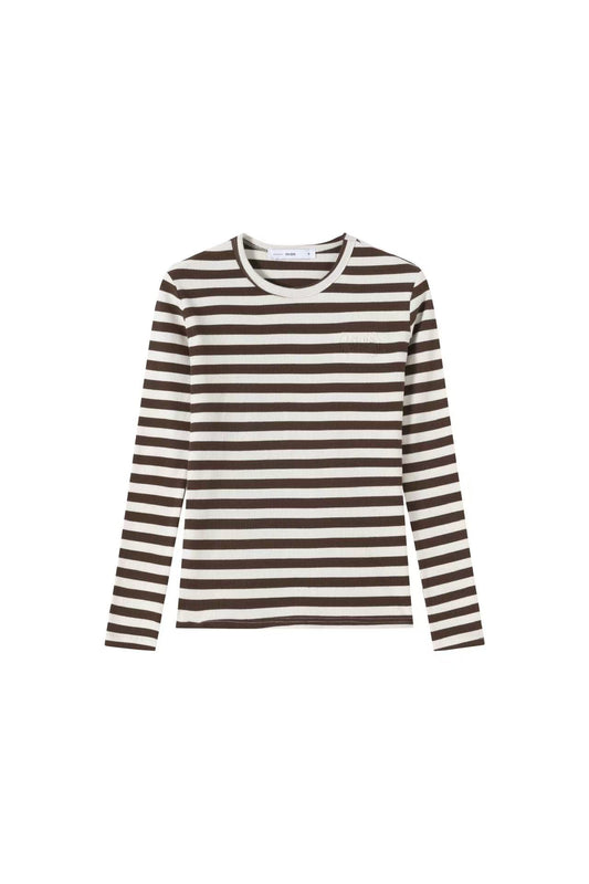 Signature Ribbed Tee IN:Brown Wide Stripe