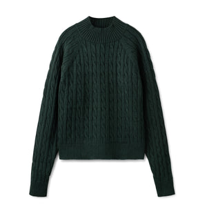 Cable Knit Turtleneck In: Hunter Green