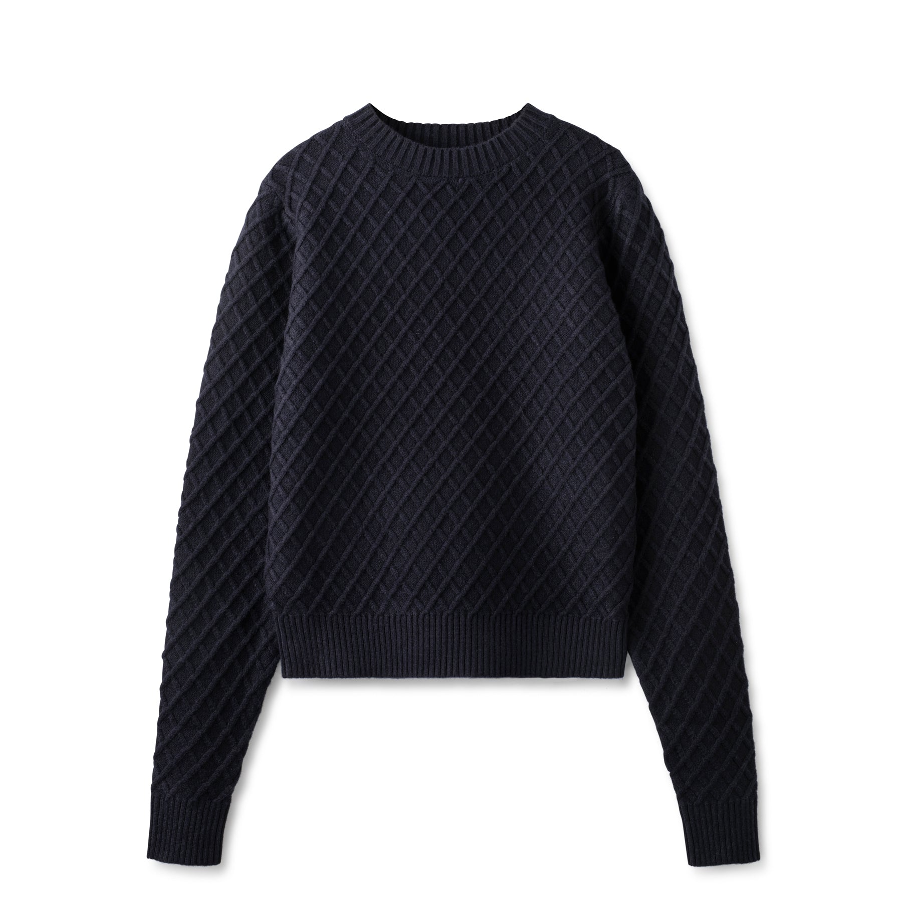 Diamond Knit Sweater In: Navy