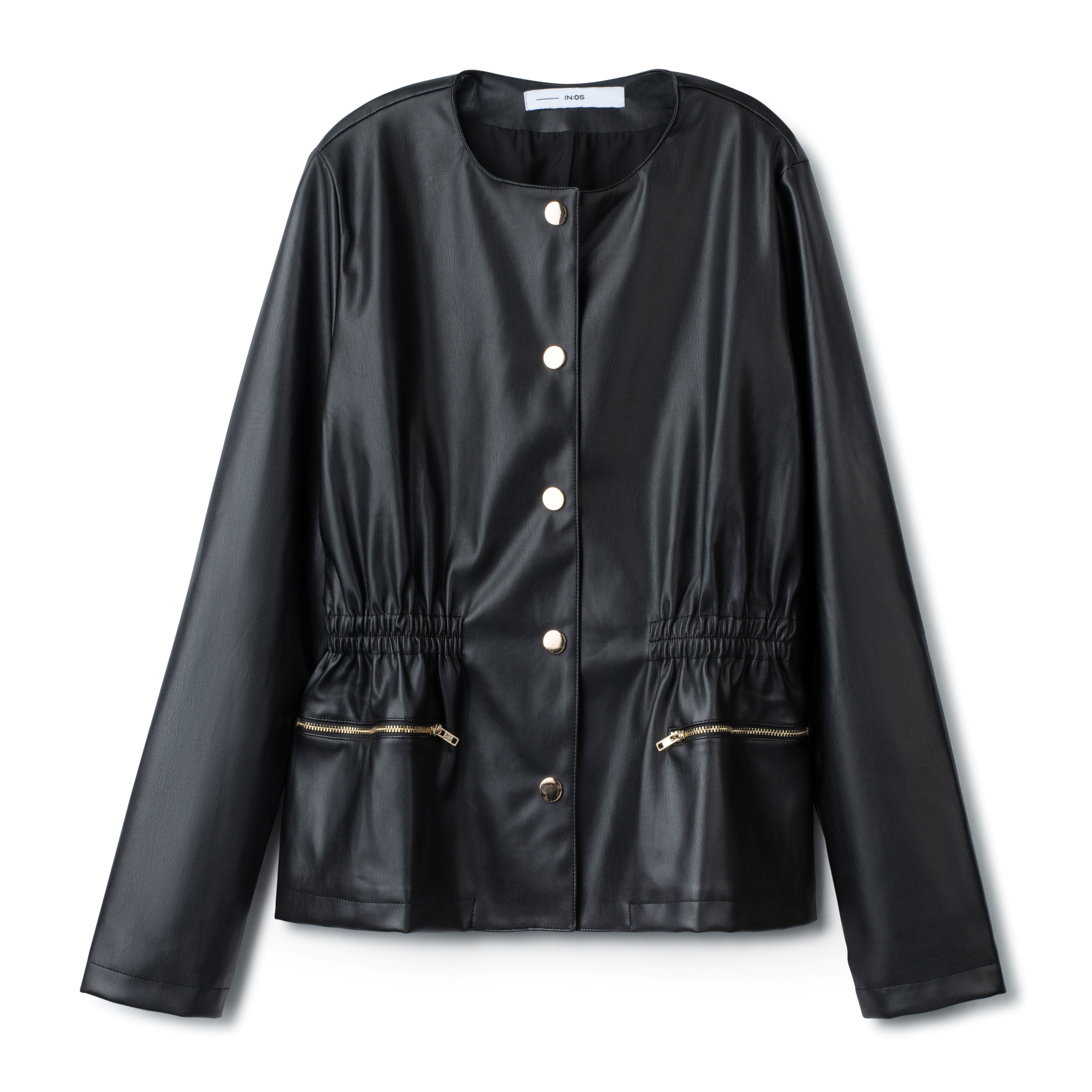 Peplum Leather Jacket IN: Black