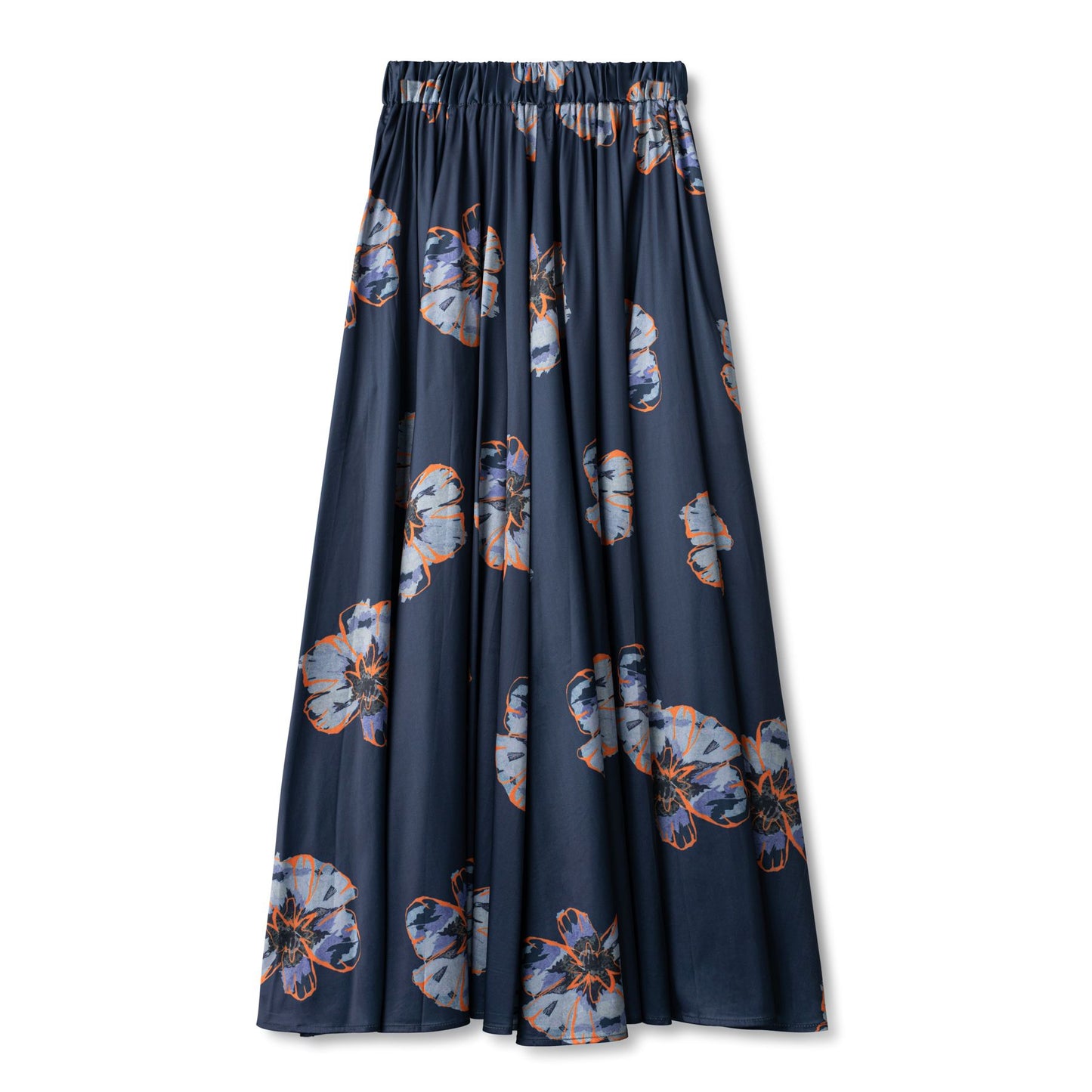 Silk Skirt IN: Blue Flower Print