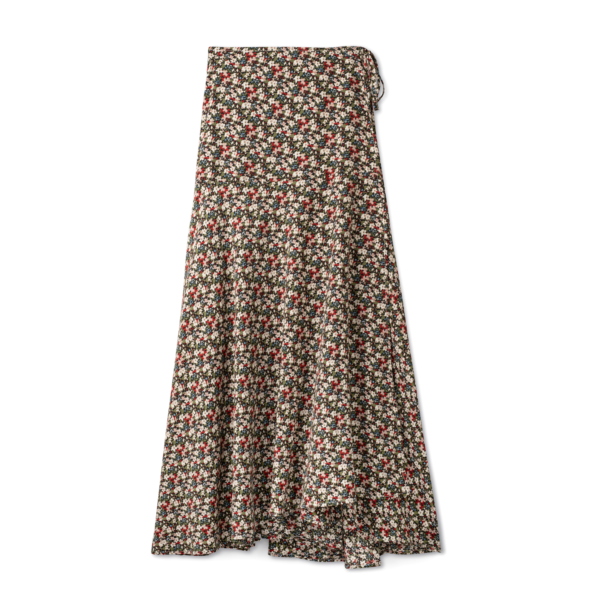 Wrap High Low Skirt IN: Olive Print