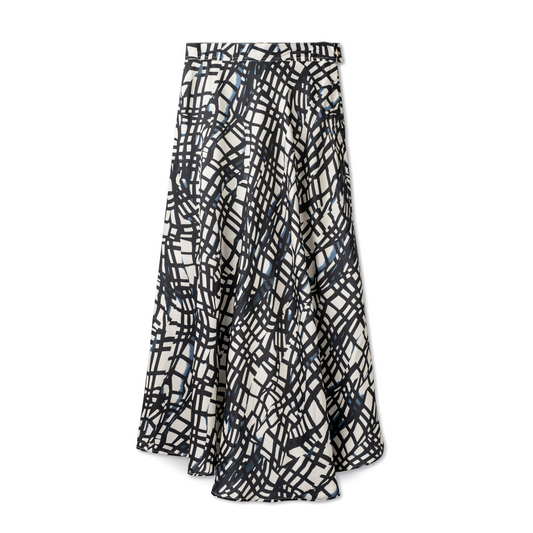 Signature Circle Skirt IN: Black Print Silk