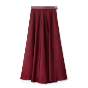 Signature Circle Skirt with Leather Waist Band IN: Burgundy