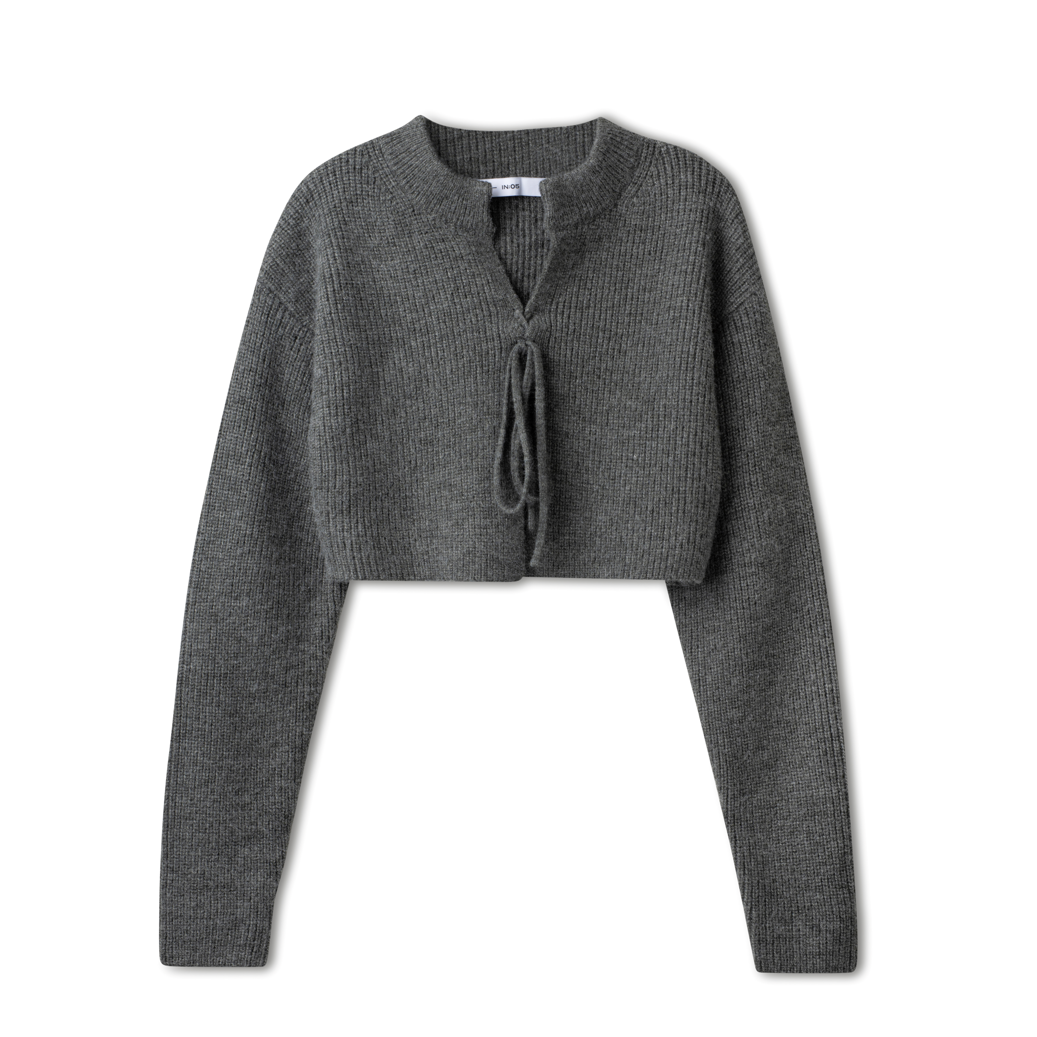 Crop Tie Cardigan IN: Grey