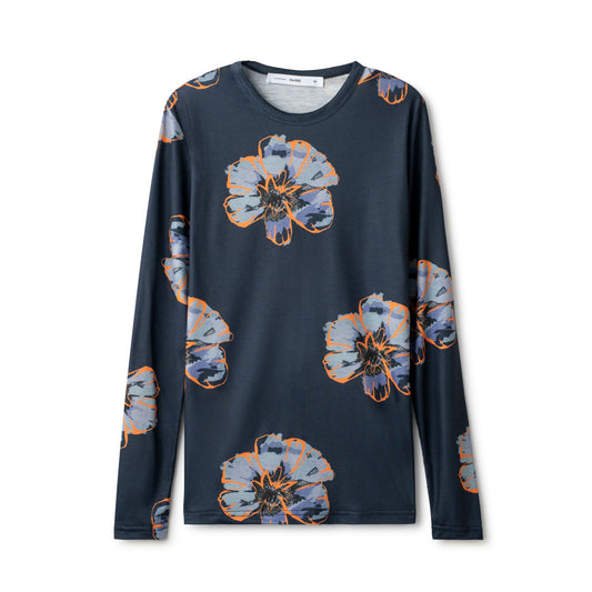 Fitted Tee IN: Blue Flower Print