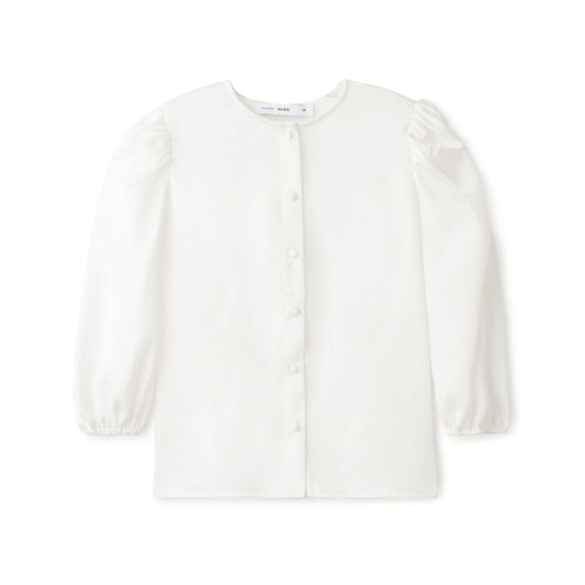 Puff Sleeve Shirt IN: White Silk