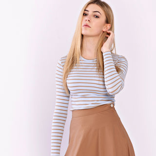 Signature Smooth Tee IN: Mocha Stripe