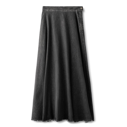 Refined Fringe Skirt IN: Grey Denim